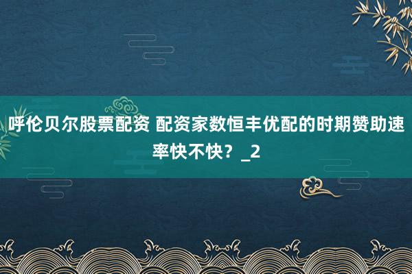 呼伦贝尔股票配资 配资家数恒丰优配的时期赞助速率快不快？_2